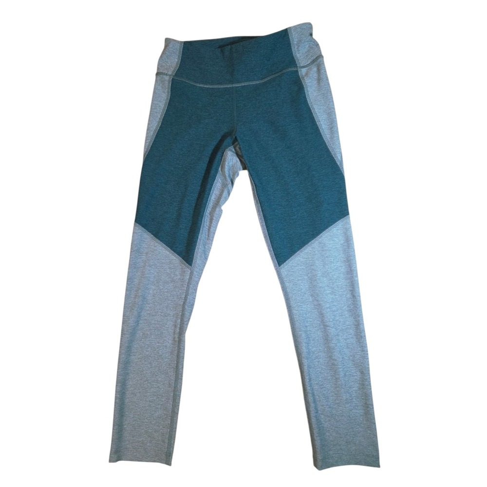 Outdoor Voices/Madewell Cropped Mid Rise Teal Color Block Leggings S